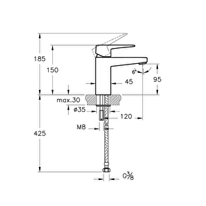 A4273234 Root Square Lavabo Bataryası, Fırçalı Nikel