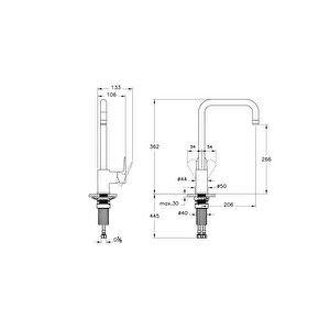A43426 Flow Soft U Tipi Eviye Bataryası, Krom