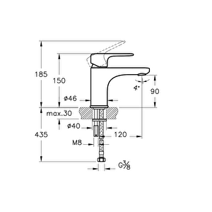 A42705 Root Round Lavabo Bataryası, Krom
