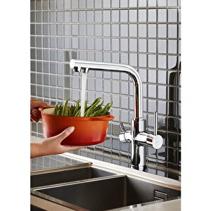 A42144 Split Dual-flow Arıtmalı Mutfak Bataryası, Krom