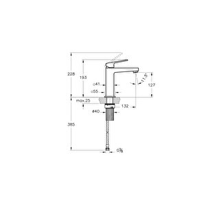 A43722 Minimax Square Lavabo Bataryası, Krom
