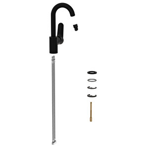 A4275436 Root Round Döner Borulu Lavabo Bataryası, Mat Siyah