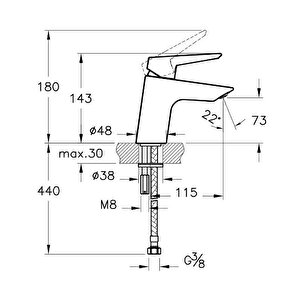 A42440 Solid S Lavabo Bataryası, Krom