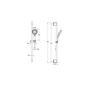 A45909 Base Round 1f Sürgülü El Duşu, Krom
