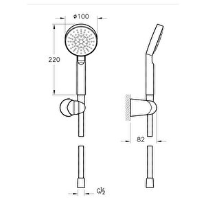 A45692 Master 1f El Duş Takımı, Krom