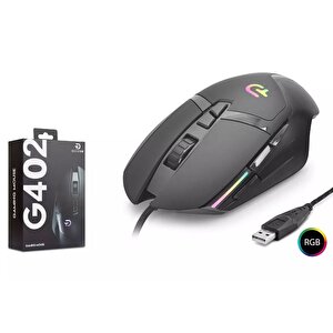 Nodar G402 Gaming Mouse Kablolu 7200 Dpi 7 Tuş 1000hz Rgb Oyuncu Mouse Siyah
