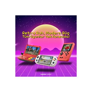 Nd753 A13 Retro Mini Oyun Konsolu 10.0" Katlanabilir Ekran Kırmızı