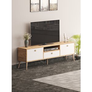 Beyza Ahşap Ayaklı 180 Cm Atlantik Beyaz Tv Sehbası