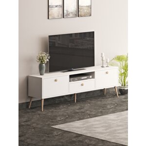 Beyza Ahşap Ayaklı 180 Cm Beyaz Tv Sehbası