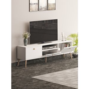 Beyza Ahşap Ayaklı 180 Cm Beyaz Tv Sehbası
