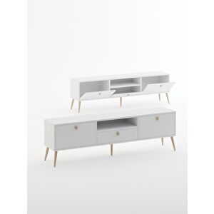Beyza Ahşap Ayaklı 180 Cm Beyaz Tv Sehbası