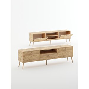 Beyza Ahşap Ayaklı 180 Cm Atlantik Çam Tv Sehbası