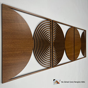 Ahşap Duvar Tablosu, 3 Parça Ahşap Modern Duvar Dekoru,yüzyıl Ortası Modern Desen Duvar Paneli, Ceviz 28x28 cm