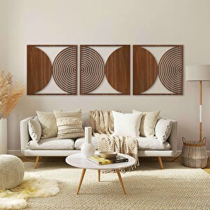 Ent Wood Art Ahşap Duvar Tablosu, 3 Parça Ahşap Modern Duvar Dekoru,yüzyıl Ortası Modern Desen Duvar Paneli, Ceviz