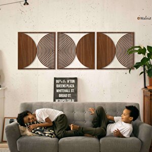 Ent Wood Art Ahşap Duvar Tablosu, 3 Parça Ahşap Modern Duvar Dekoru,yüzyıl Ortası Modern Desen Duvar Paneli, Ceviz