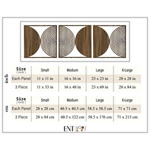 Ent Wood Art Ahşap Duvar Tablosu, 3 Parça Ahşap Modern Duvar Dekoru,yüzyıl Ortası Modern Desen Duvar Paneli, Ceviz