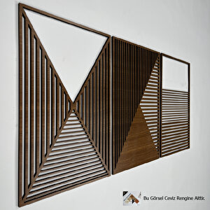 Ent Wood Art Ahşap Duvar Tablosu, 3 Parça Ahşap Modern Duvar Dekoru, Soyut Tünel Desen Duvar Paneli, Akasya