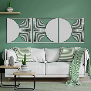 Ahşap Duvar Tablosu, 3 Parça Ahşap Modern Duvar Dekoru,yüzyıl Ortası Modern Desen Duvar Paneli, Beyaz 40,5x40,5 cm