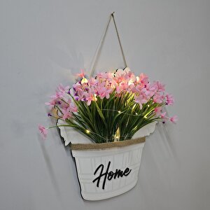 Led Işıklı Ve Pembe Nergis Çiçekli Kapı Ve Duvar Dekoru