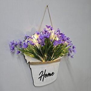 Led Işıklı Ve Lila Nergis Çiçekli Kapı Ve Duvar Dekoru