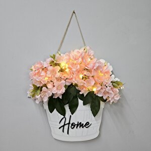 Led Işıklı Ve Pembe Yasemin Çiçekli Kapı Ve Duvar Dekoru