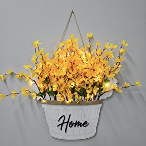 Led Işıklı Ve Sarı Sakura Çiçekli Kapı Ve Duvar Dekoru