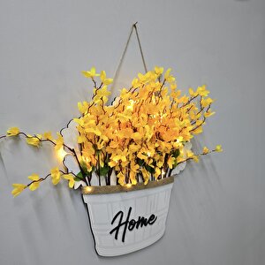 Led Işıklı Ve Sarı Sakura Çiçekli Kapı Ve Duvar Dekoru