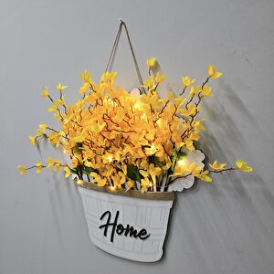 Led Işıklı Ve Sarı Sakura Çiçekli Kapı Ve Duvar Dekoru