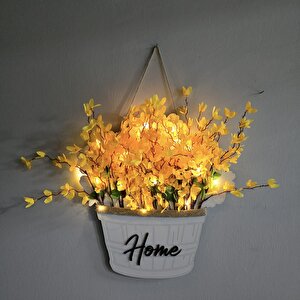 Led Işıklı Ve Sarı Sakura Çiçekli Kapı Ve Duvar Dekoru