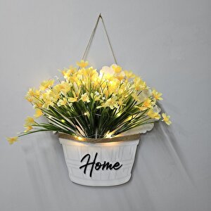 Led Işıklı Ve Sarı Nergis Çiçekli Kapı Ve Duvar Dekoru