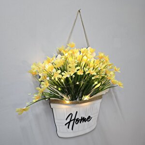 Led Işıklı Ve Sarı Nergis Çiçekli Kapı Ve Duvar Dekoru