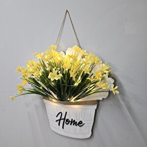 Led Işıklı Ve Sarı Nergis Çiçekli Kapı Ve Duvar Dekoru