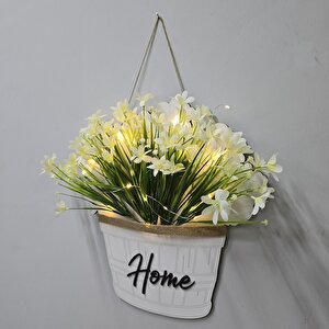 Led Işıklı Ve Beyaz Nergis Çiçekli Kapı Ve Duvar Dekoru