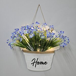 Led Işıklı Ve Mavi Nergis Çiçekli Kapı Ve Duvar Dekoru