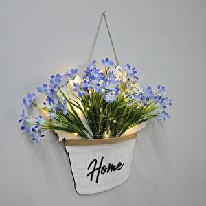 Led Işıklı Ve Mavi Nergis Çiçekli Kapı Ve Duvar Dekoru