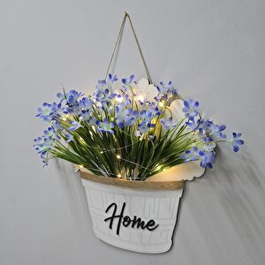 Led Işıklı Ve Mavi Nergis Çiçekli Kapı Ve Duvar Dekoru