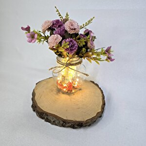 Pembe Karanfil Çiçekli, Led Işıklı Dekoratif Vazo