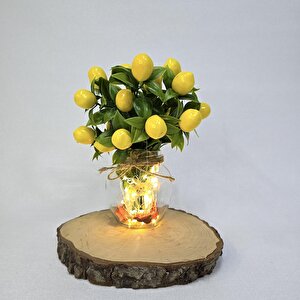 Limon Çiçekli, Led Işıklı Dekoratif Vazo