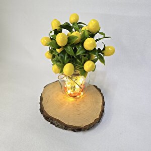 Limon Çiçekli, Led Işıklı Dekoratif Vazo