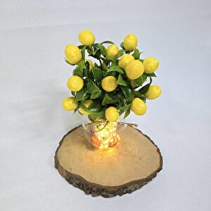 Limon Çiçekli, Led Işıklı Dekoratif Vazo