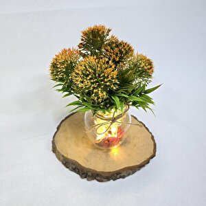 Turuncu Karahindiba Çiçekli, Led Işıklı Dekoratif Vazo