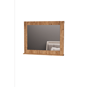 Df06102 Raflı Dekoratif Duvar Aynası Makyaj Aynası Kahverengi