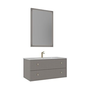Lipari 80 Cm Banyo Dolabı Takımı Mat Vizon