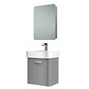 Orbit 55 Cm Banyo Dolabı Takımı Parlak Gri