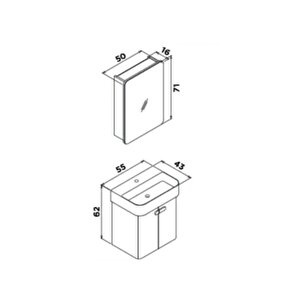 Orbit 55 Cm Banyo Dolabı Takımı Parlak Gri