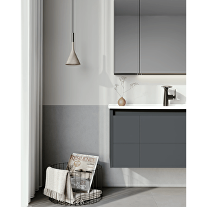 Likya 80 Cm Banyo Dolabı Takımı Mat Antrasit