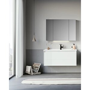 Likya 80 Cm Banyo Dolabı Takımı Mat Beyaz