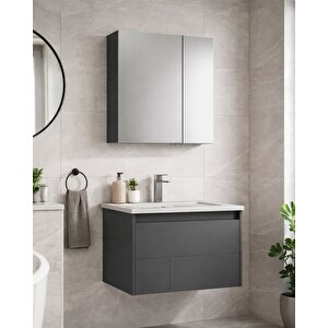 Likya 65 Cm Banyo Dolabı Takımı Mat Antrasit