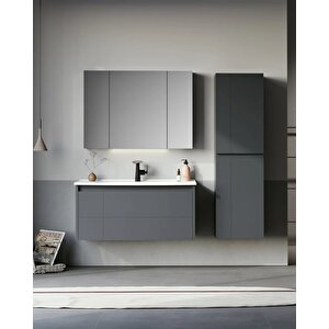 Orka Likya 65 Cm Banyo Dolabı Takımı Mat Antrasit