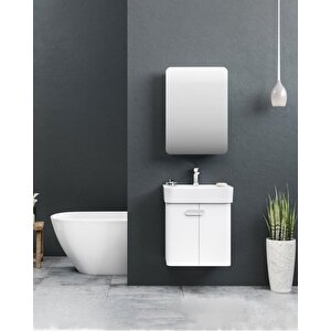 Orbit 55 Cm Banyo Dolabı Takımı Parlak Beyaz